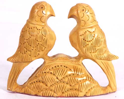 Handcrafted Wooden Parrots