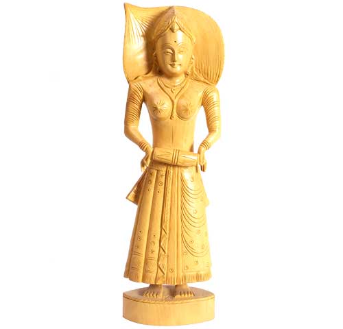 Woodcarved Woman Musician