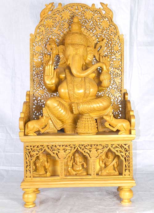 Wooden Ganesha Idol