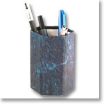 Pen Stand Blue Hexagonal
