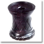 Antique Finish Wooden Candle Holder (Round Shape in Black)