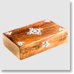 Antique Finish Wooden Box (Silver Flower 8 x 5 inches)