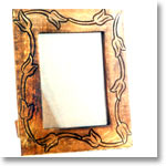 Antique Finish Wooden Photo Frame (Floral Design in Brown 8 x 6 inches