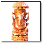 Wooden carved Ganesha with chattri