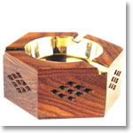 Wooden Ashtray with Brass Inlay