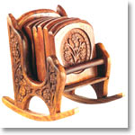 Wooden Chair Coaster with Carving