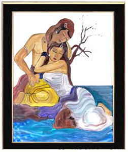 Sohni Mahiwal-Glass Painting


