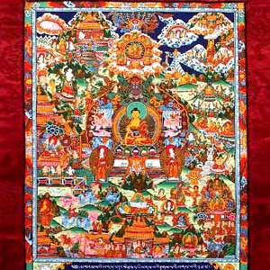 Buddha Life Story � Red Thangka