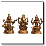 Lakshmi, Ganesha and Saraswati