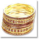 Golden-Brown Mirrorwork Bangle Set