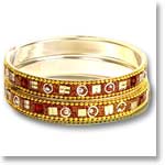 Pink-Golden Mirrorwork Kundan  Bangle Set