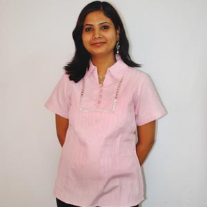 Pink Linen Pintucks Kurti


