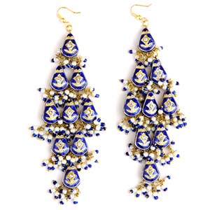 Blue Sparkle Lacquer Earrings

