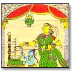 Krishna churns butter