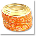 Orange Mirrorwork Bangle Set