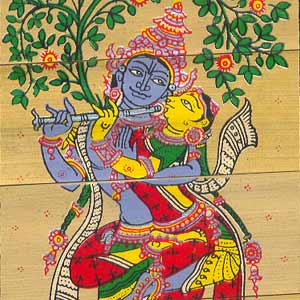 Radha embraces Krishna-Patachitra
