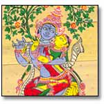 Radha embraces Krishna