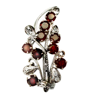 Silver Broach Garnet Zircon