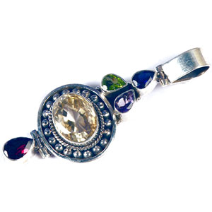 Stone Studded Silver Pendant 

