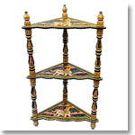 Wooden three-shelf corner stand