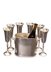 Wine chiller with six glasses