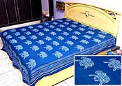 Blue Block Print Bed Spread