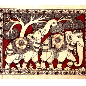 Kalamkari-Painting-Twin-Elephants